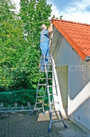 Шарнирная телескопическая лестница KRAUSE с перекладинами и 4 удлинителями боковин фото #3016