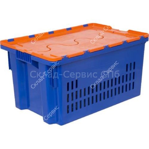 Ящик пластиковый Safe PRO с крышкой, перфорированный, 52 л, 600х400х300 мм фото #542