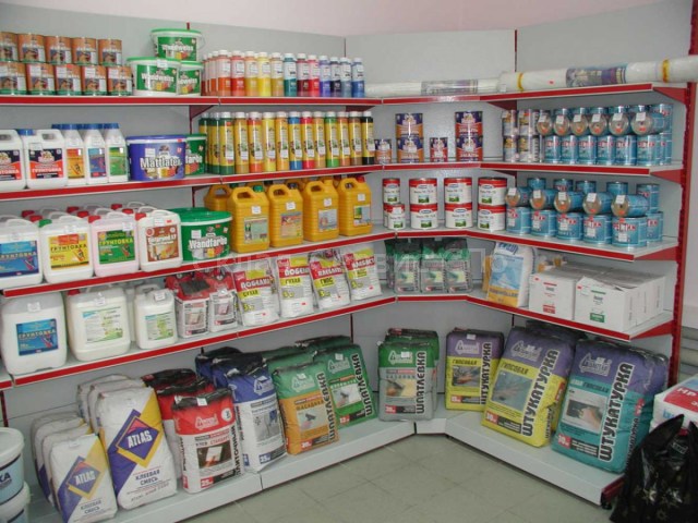 Стеллаж торговый угловой внутренний фото #714