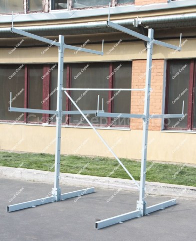 Консольный двухсторонний стеллаж высотой 2500 мм, 1 секция, 2 уровня