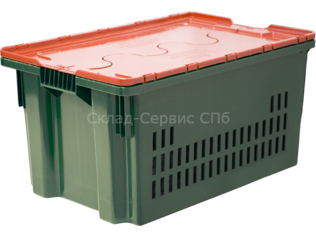 Ящик пластиковый Safe PRO с крышкой, перфорированный, 52 л, 600х400х300 мм