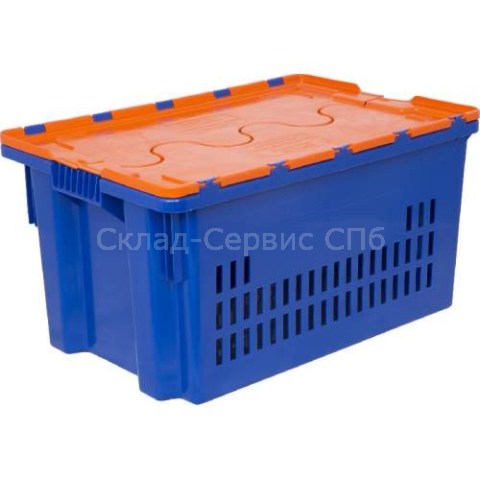 Ящик пластиковый Safe PRO с крышкой, перфорированный, 52 л, 600х400х350 мм