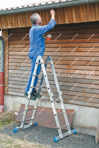 Профессиональная шарнирная лестница KRAUSE с перекладинами